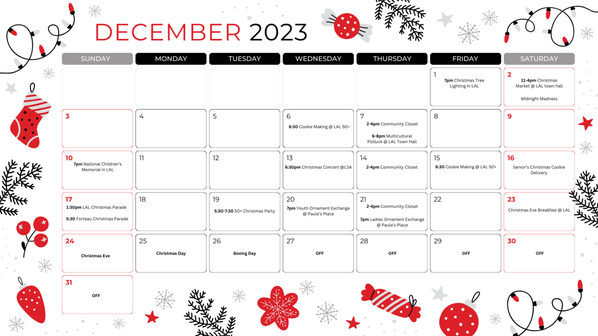 Community Calendar - December 2023